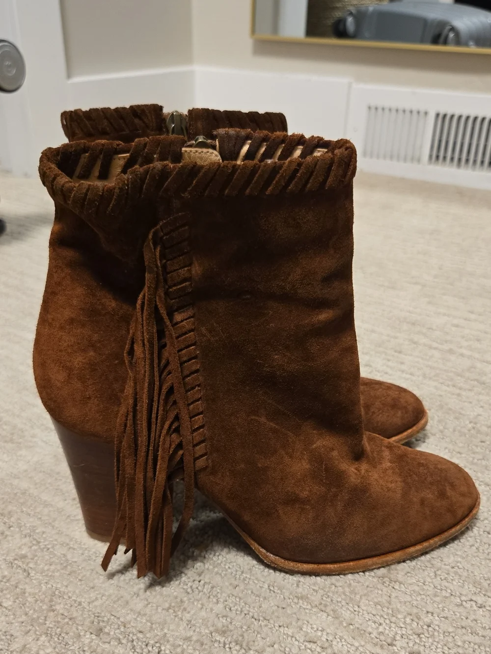 Vintage POLO Ralph Lauren Suede Fringe Booties